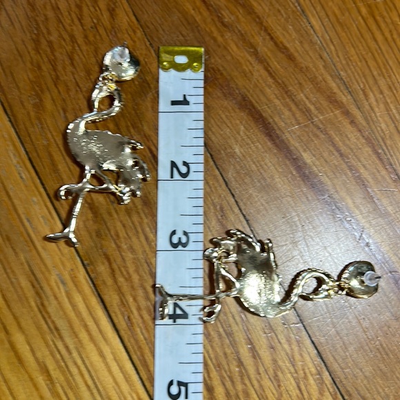 Rhinestone Flamingo Drop Earrings - Picture 4 of 6